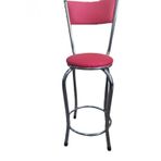 Sandalye St Bar Tipi Yuksek Pembe Fusya 1Ad Metal Celik Nikelaj Suni Deri Doseme