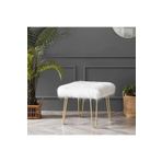 sandalyecafesi Sandalye Cafesi Metal Gold Ayaklı Beyaz Tüylü Peluş Puf Bench Gold234092