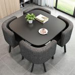 Sandalyeli Kare Yemek Masası Takımı, Mutfak Masası ve 4 Sandalye, Sandalyeli Modern Konferans Masası, Resepsiyon Masası ve Sandalye Kombinasyonu, 4 Kişilik Ahşap Bar M,Grey-80cm/31.5inch