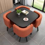 Sandalyeli Kare Yemek Masası Takımı, Mutfak Masası ve 4 Sandalye, Sandalyeli Modern Konferans Masası, Resepsiyon Masası ve Sandalye Kombinasyonu, 4 Kişilik Ahşap Bar M,Orange-80cm/31.5inch