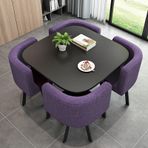 Sandalyeli Kare Yemek Masası Takımı, Mutfak Masası ve 4 Sandalye, Sandalyeli Modern Konferans Masası, Resepsiyon Masası ve Sandalye Kombinasyonu, 4 Kişilik Ahşap Bar M,Purple-80cm/31.5inch