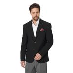 Sandeo Erkek Siyah Diagonel Desenli Esneyen Kumaş Likralı Blazer Ceket Siyah 54