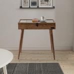 Sandıklı Sehpa Masif Ağaç Çini Seramik Ceviz Belgrad Model 32x52 Cm