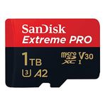 SanDisk 1 TB Extreme PRO microSDXC kart + SD adaptör + RescuePRO Deluxe, 200 MB/s'ye kadar, A2 Uygulama Performansı, UHS-I, Sınıf 10, U3, V30 ile