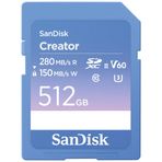 SanDisk Creator SD-UHS-II hafıza kartı 512 GB (DSLR ve aynasız kameralar, 6K video, V60, UHS-II, 280 MB/s okuma, RescuePRO Deluxe, Adobe Creative Cloud)