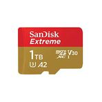 Sandisk Extreme Microsdxc Uhs-I Hafıza Kartı 1 Tb + Adaptör (Akıllı Telefonlar, Aksiyon Kameraları ve Drone'lar Için, A2, C10, V30, U3, 190 Mb/s Aktarım, Rescuepro Deluxe)