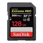 SanDisk Extreme PRO SDHC UHS-II hafıza kartı V90 128 GB (300 MB/s, 8K, 4K ve Full-HD video kaydı, RescuePRO Deluxe, darbeye dayanıklı, ısıya dayanıklı, su geçirmez ve röntgen korumalı)