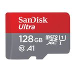 SanDisk Ultra microSDXC UHS-I hafıza kartı 128 GB+adaptör (A1, Sınıf 10, U1, Full HD videolar, 120 MB/sn'ye kadar okuma hızı),, Hız-MBPS/10x