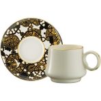 Sandro Moreno 1453 Burçlar Yüzük Gold 12 Parça 6 Kişilik Kahve Fincan Takımı 90 ml - Beyaz - Renkli