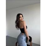 Sandy Asimetrik Büzgülü Straplez Bluz - Siyah