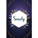 Sandy: Taccuino personalizzato con il nome Sandy | Regalo di compleanno per moglie, mamma, sorella, figlia ... | Foglie blu | 110 pagine a righe, Piccolo formato 6x9 pollici (15,24 x 22,86 cm)