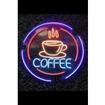 SANEC Çemberli Fincan ve Coffee Yazısı - Led Dekoratif Duvar Aydınlatması Neon Duvar Yazısı Sihirli Led Mesajlar