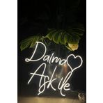 SANEC Kalpli Daima Aşk İle Yazılı Neon Led Işıklı Tablo Düğün ve Kutlama Duvar Dekorasyon Ürünleri