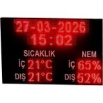 Sanec LED Tarih Saat Sıcaklık Nem Göstergesi 130X83CM – Wifi Kontrollü Endüstriyel Dijital Tabela