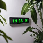 SANEC Saniyeli Dijital Led Duvar ve Masa Saat Derece ve Nem - Yeşil (Kasa Ölçüsü: 7x26 cm)