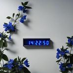 SANEC Saniyeli Dijital Led Duvar ve Masa Saat ve Derece - Mavi (Kasa Ölçüsü: 7x26 cm)