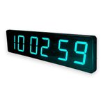 SANEC WiFi Senkronize Saniyeli Dijital LED Duvar ve Masa Saat Derece – Otomatik İnternet Saat Ayarlı, Turkuaz LED, 15x50 cm