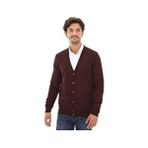 San&Fa Bordo Renkli Büyük Beden Baharlık Erkek Hırka Düz Desenli Regular Kalıp Kumaş - XL