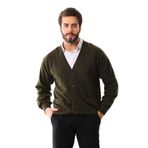 Sanfa Erkek V Yaka Saf Yün Hırka, Yeşil, L