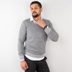 SAN&FA ERKEK V YAKA SLİMFİT TRİKO KAZAK GRİ M
