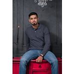 San&Fa Regular Fit Polo Yaka Uzun Kol Pamuklu Baharlık Sweatshirt ANTRASİT L