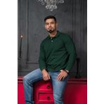 San&Fa Regular Fit Polo Yaka Uzun Kol Pamuklu Baharlık Sweatshirt YEŞİL M