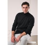 San&fa Regular Fit Yarım Balıkçı Kendinden Desenli Pamuklu Erkek Kazak SİYAH L