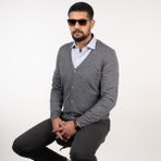 San&fa Slimfit Erkek Triko Hırka - XL - Gri