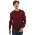 San&fa Triko Battal Büyük Beden Sıfır Yaka Yünlü Basic Erkek Kazak BORDO 3XL