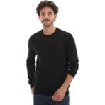 San&fa Triko Battal Büyük Beden Sıfır Yaka Yünlü Basic Erkek Kazak SİYAH 3XL