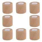 Sanfire Cohesive Bandaj 5 cm x 4,5 m Kendinden Yapışkanlı Bandaj Wrap Nefes Alabilir Bandaj Sargı Atletik Elastik Kendinden Yapışkanlı Spor, Bilek, Diz, Ayak Bileği Sprein ve Swelling için (8 Paket Bej)