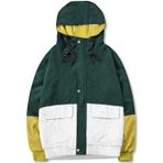 SANGTREE Erkek Casual Kadife Ceket Hafif Zip Up Vintage Ceket Dış Giyim, 1# Yeşil Beyaz, 3XL