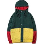 SANGTREE Erkek Casual Kadife Ceket Hafif Zip Up Vintage Ceket Dış Giyim, 1# Yeşil Sarı, XL