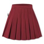 SANGTREE Kız Çocuk Kadın Yün Pileli Etek Esnek Bantlı ve Cepli Kış için, 2 Yaş - US 4XL, Kırmızı Bordo Yün, L