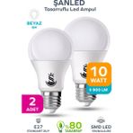 ŞANLED 10W Tasarruflu Beyaz Renk LED Ampul-2 Adettir - 2 Adet