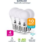 ŞANLED 10W Tasarruflu Beyaz Renk LED Ampul-4 Adettir - 4 Adet