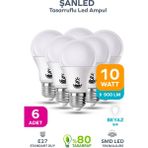 ŞANLED 10W Tasarruflu Beyaz Renk LED Ampul-6 Adettir - 6 Adet