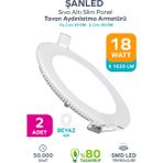 ŞANLED 18W Tasarruflu LED Yuvarlak Beyaz Işık Sıva Altı Slim Panel Tavan Aydınlatma Armatürü-2 Adettir