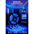 ŞANLED 3 Çipli Iç Mekan Şerit Led Tüm Mekanlar-(Trafosuz) 5,10,20,30,40,50,100m - 30 m - Mavi