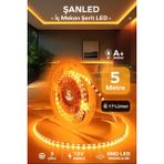 ŞANLED 3 Çipli Iç Mekan Şerit Led Tüm Mekanlar-(Trafosuz) 5,10,20,30,40,50,100m - 5 m - Amber