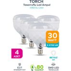 ŞANLED 30W Kristal Tasarruflu E27 Beyaz Işık Torch LED Ampul - 4 Adet