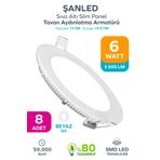 ŞANLED 6w Tasarruflu Led Yuvarlak Beyaz Işık Sıva Altı Slim Panel Tavan Aydınlatma Armatürü-8 Adettir