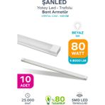 ŞANLED 80W 120 cm Kristal Yatay LED Bant Armatür-Trafolu Beyaz Işık -1-2-4-8-10-20-40-50-80-100 Adettir - 10 Adet