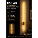 ŞANLED Dekoratif 20W İç Mekan Gold Kasa Amber Işık Rengi 80 cm Duvar Aplik PİLLİ 1 Adet