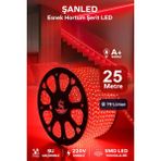 Şanled Hortum Esnek Şerit LED Kırmızı Işık + 220V FIŞ/1,2,3,4,5,10,15,20,25,50,100 Metre - 25 m