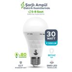 ŞANLED Şarjlı Akülü 30w Beyaz Işık Led Ampul