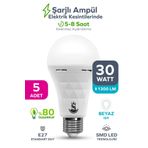 ŞANLED Şarjlı Akülü 30w Led Ampul-1-2-4-5-8-10 Adet
