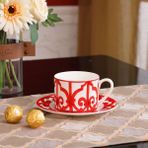 Sanlindou Kırmızı Kemik Çini Bardak Ve Tabaklar Turuncu Kutu İle Set Lüks Düğün Doğum Günü Hediyesi Porselen Kahve Çay Kupası Daire Masa Drinkware | Kahve Kupası Ve Tabak Setleri (Yurt Dışından)