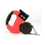 Sanlindou Pet Double Head Traktor, Biri Işık ile Iki Otomatik Geri Çekilebilir Tasma Için (Yurt Dışından) - Kırmızı