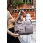 Sanmorris Unisex Srgn Kadın Suya Dayanıklı Paraşüt Kumaş Çok Gözlü Ayarlanabilir Çapraz Askılı Omuz Çantası - Kahverengi - Wet Sand